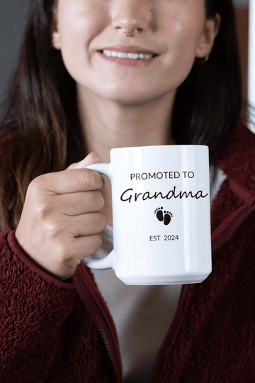Promoted to Grandma (blk) 15oz Mug
