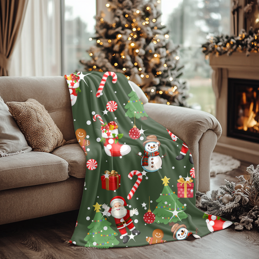 Santa & Snowman Christmas Blanket