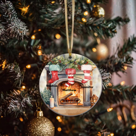 Personalized Stockings on mantle Ornament