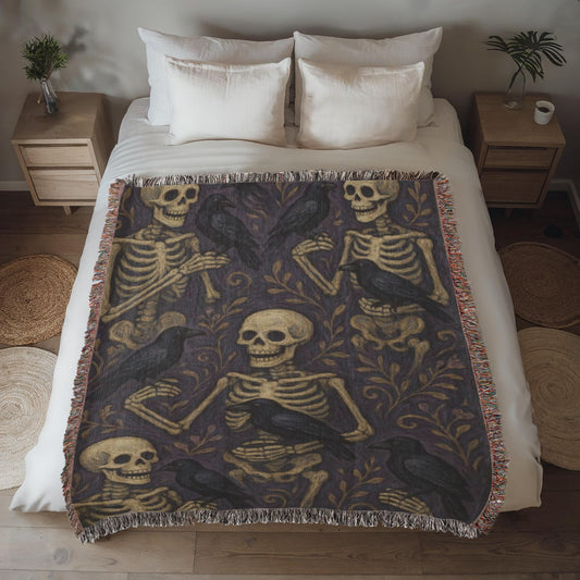 Skeletons & Ravens – Gothic Harvest Blanket