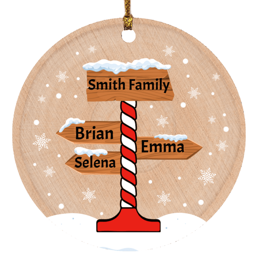 North Pole Family Name Ornament