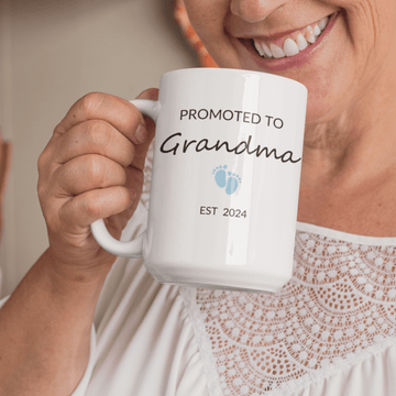 Promoted to Grandma (blue) 15oz Mug