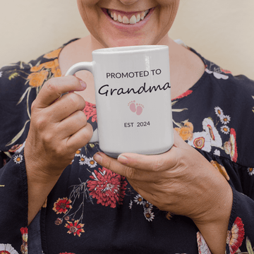 Promoted to Grandma (pink) White 15oz Mug