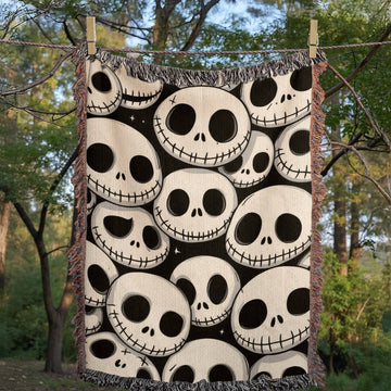 Custom Skull Design Woven Cotton Blanket