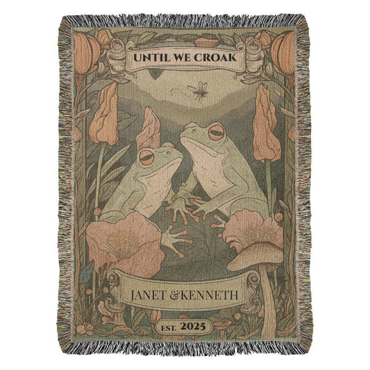 Until We Croak – Frog Couple Woven Blanket