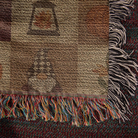 Rustic Farmhouse Patchwork Woven Blanket