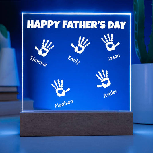 Hands Down, Best Dad” Personalized LED Handprint Plaque