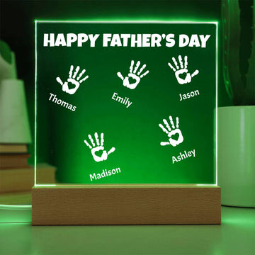 Hands Down, Best Dad” Personalized LED Handprint Plaque
