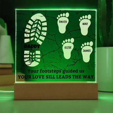 Guided by Dad’s Footsteps- Personalized Square Plaque