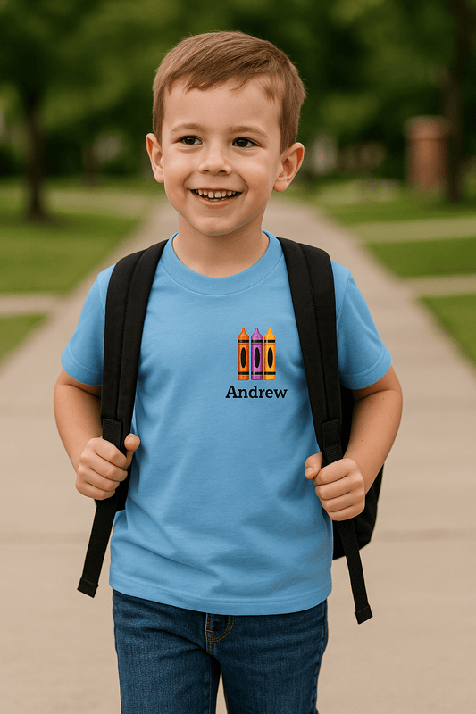 Personalized Crayon Lapel Back To School Shirt