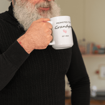 Promoted to Grandpa (pink) 15oz Mug