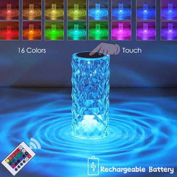 16 Color LED Rechargeable Crystal Touch Lamp