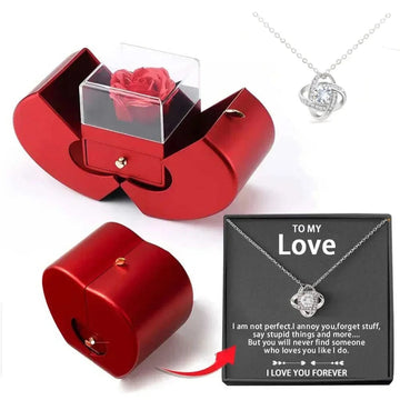 Red Apple Jewelry Box w/ Message Card & Necklace