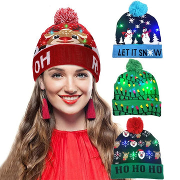 LED Christmas Unisex Sweater Beanie
