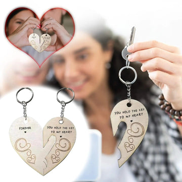 Wooden Couple Gifts for Boyfriend and Girlfriend - You Hold The Key To My Heart Couple Keychain