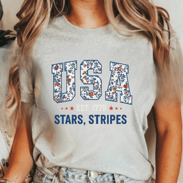 Floral USA T shirt