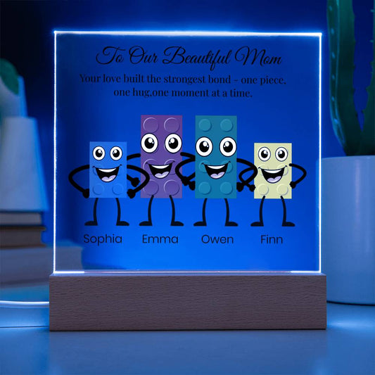 Built by Love: A Gift for Mom Personalized Acrylic Square Plaque