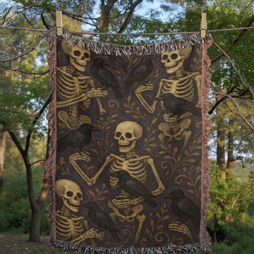 Skeletons & Ravens – Gothic Harvest Blanket