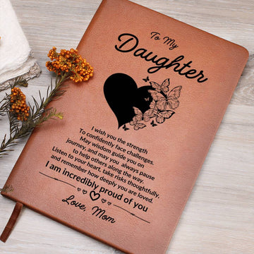 To My Daughter Love Mom - Graphic Leather Journal