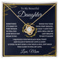 To My Beautiful Daughter Love Mom - Love Knot Necklace