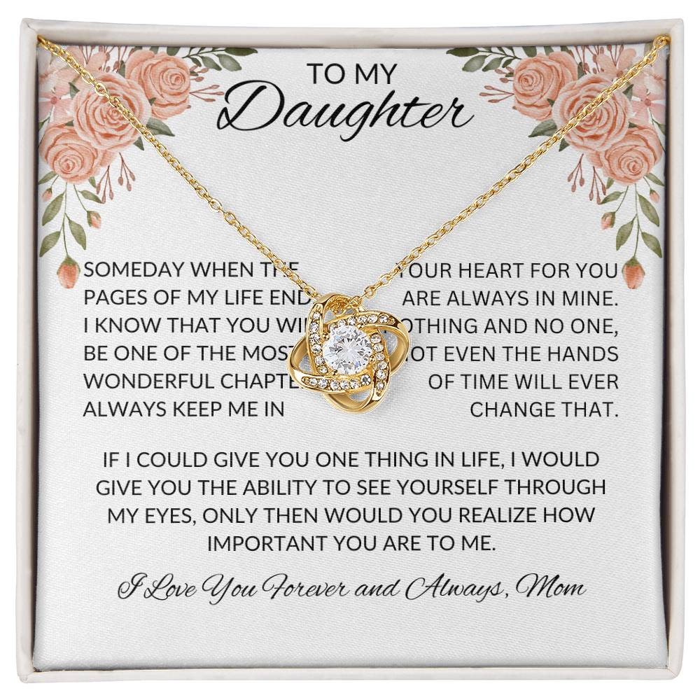 To My Daughter Love Mom - Love Knot Necklace