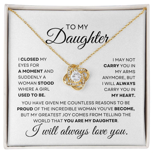 To My Daughter Love Knot Necklace