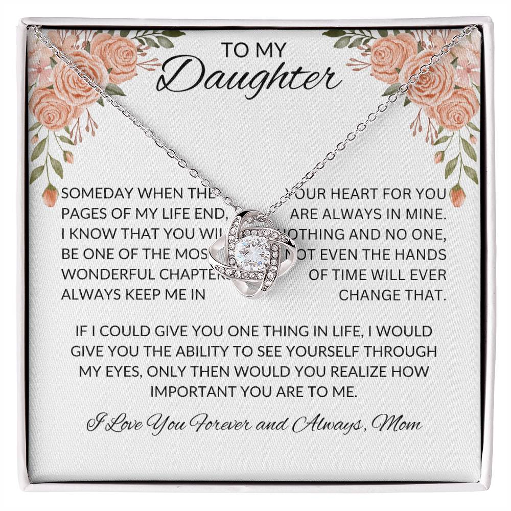To My Daughter Love Mom - Love Knot Necklace