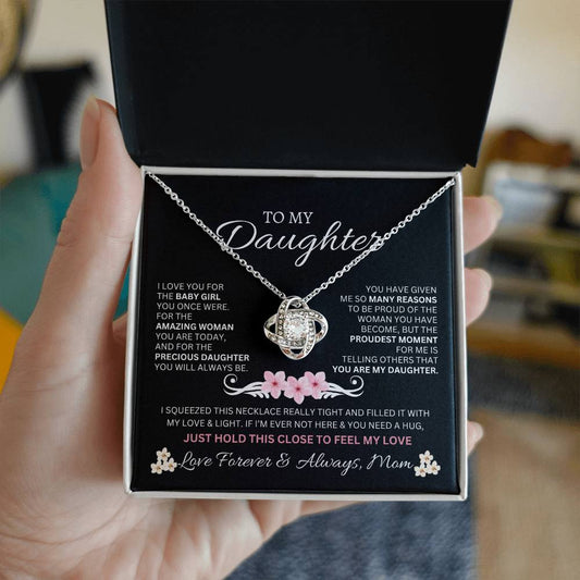 To My Daughter Love Mom - Love Knot Necklace