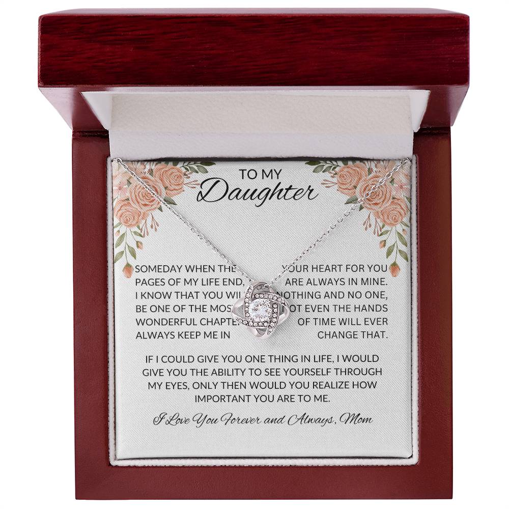 To My Daughter Love Mom - Love Knot Necklace
