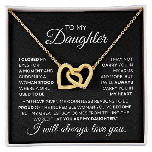 To My Daughter Interlocking Hearts Necklace