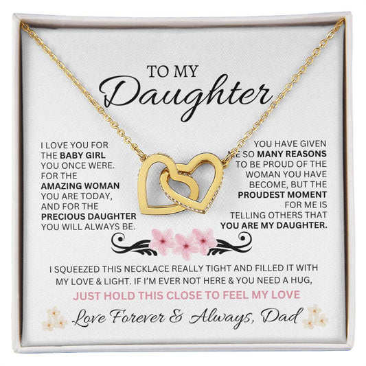 To My Daughter Love Dad - Interlocking Hearts Necklace