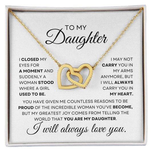 To My Daughter Interlocking Hearts Necklace