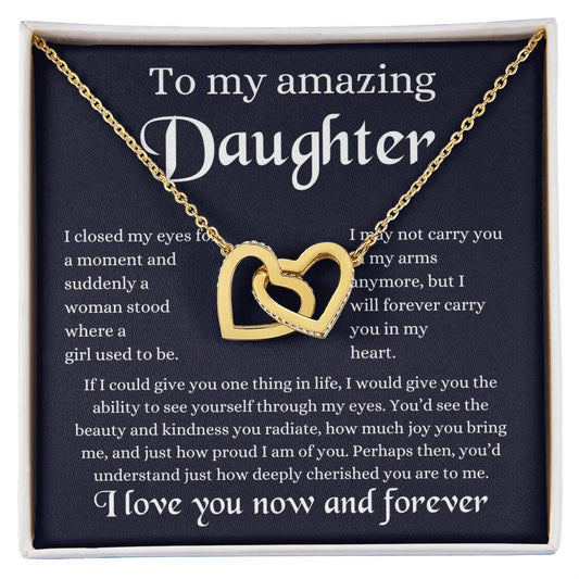 To My Amazing  Daughter - Interlocking Hearts Necklace