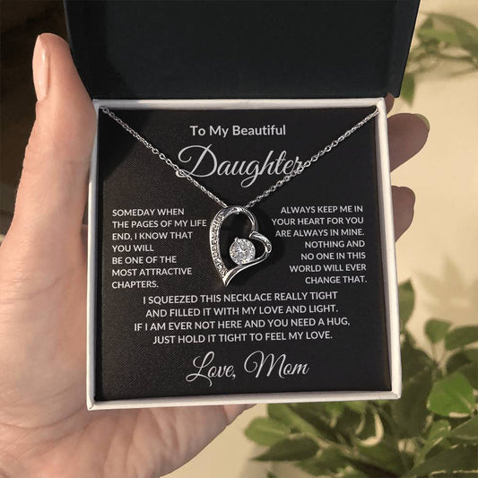 To My Beautiful Daughter Love Mom - Forever Love Necklace