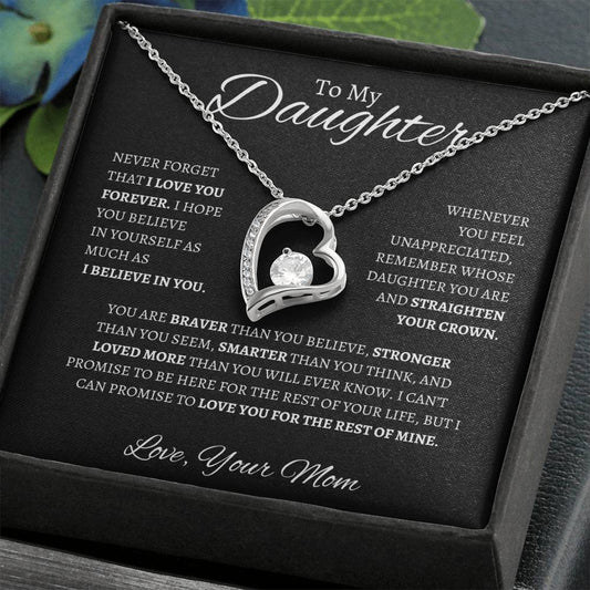 To My Daughter Love Mom - Forever Love Necklace