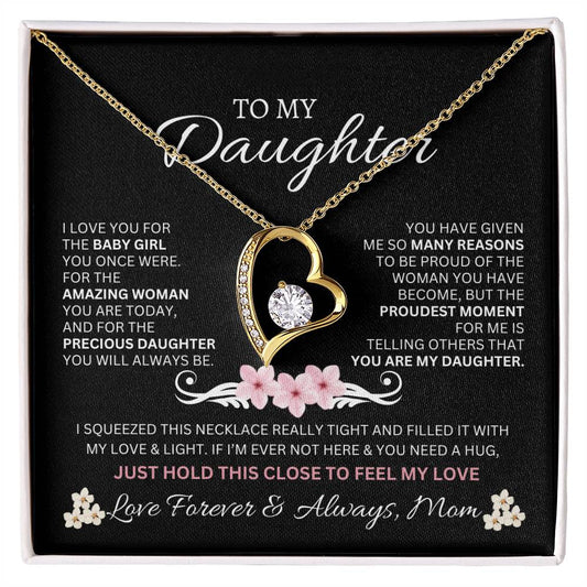 To My Daughter Love Mom - Forever Love Necklace