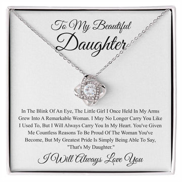 To My Beautiful Daughter Love knot Necklace