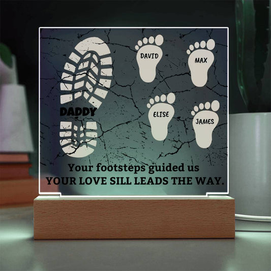 Guided by Dad’s Footsteps- Personalized Square Plaque