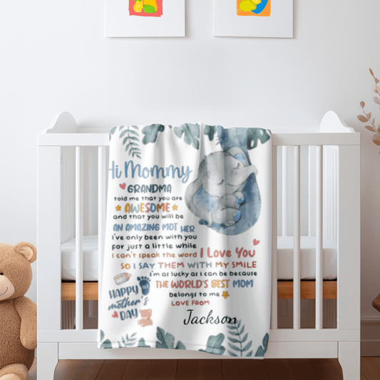 Hi Mommy, Personalized Fleece Blanket