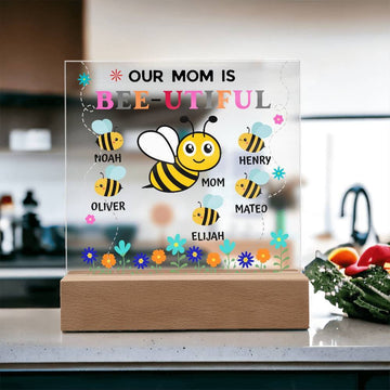 Our Mom is Bee-utiful Personalized Square Acrylic Plaque
