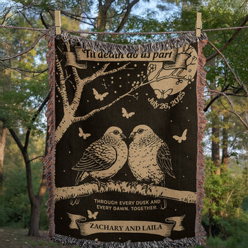 Til Death Do Us Part – Lovebirds Woven Blanket