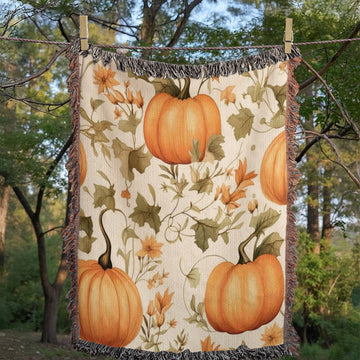 Pumpkin Harvest Vine – Autumn Woven Blanket