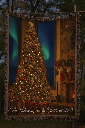 Custom Family Christmas Keepsake Woven Blanket