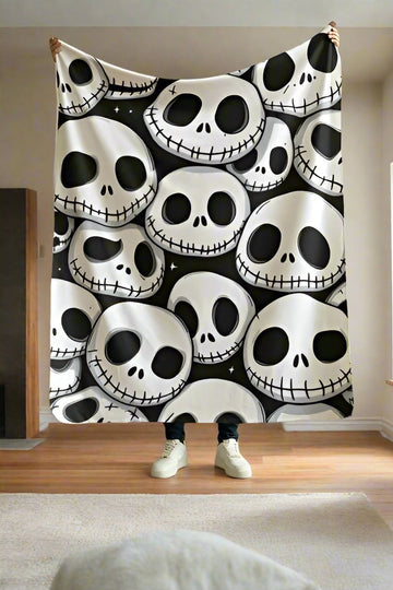 Custom Skull Design Cotton Blanket