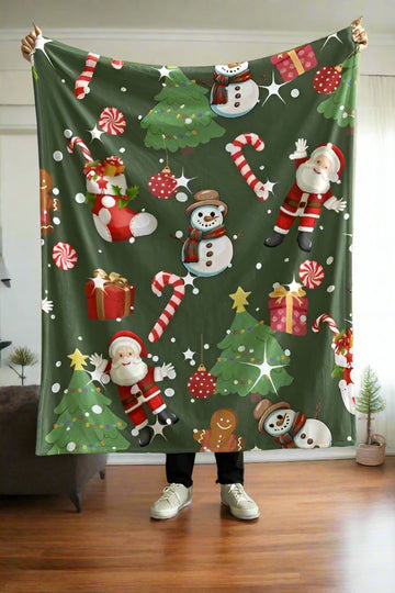 Santa & Snowman Christmas Blanket