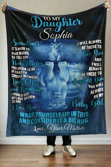 To My Daughter Personalized Lion Blanket Love Your Mother