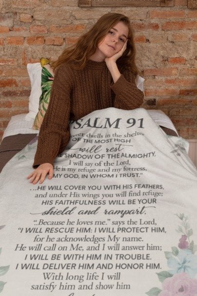 Psalm 91 Faithful Floral Blanket