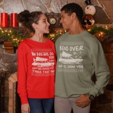 Bend Over I'll Show You Christmas Couple Matching Sweatshirt
