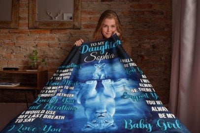 To My Daughter Personalized Lion Blanket Love Your Mother