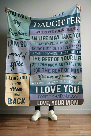 To My Daughter Love Mom Blanket